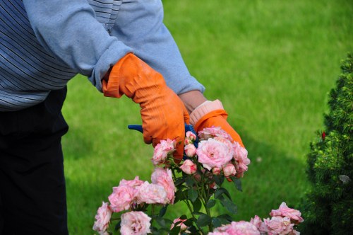 Team member demonstrating a tactile plan for a garden layout